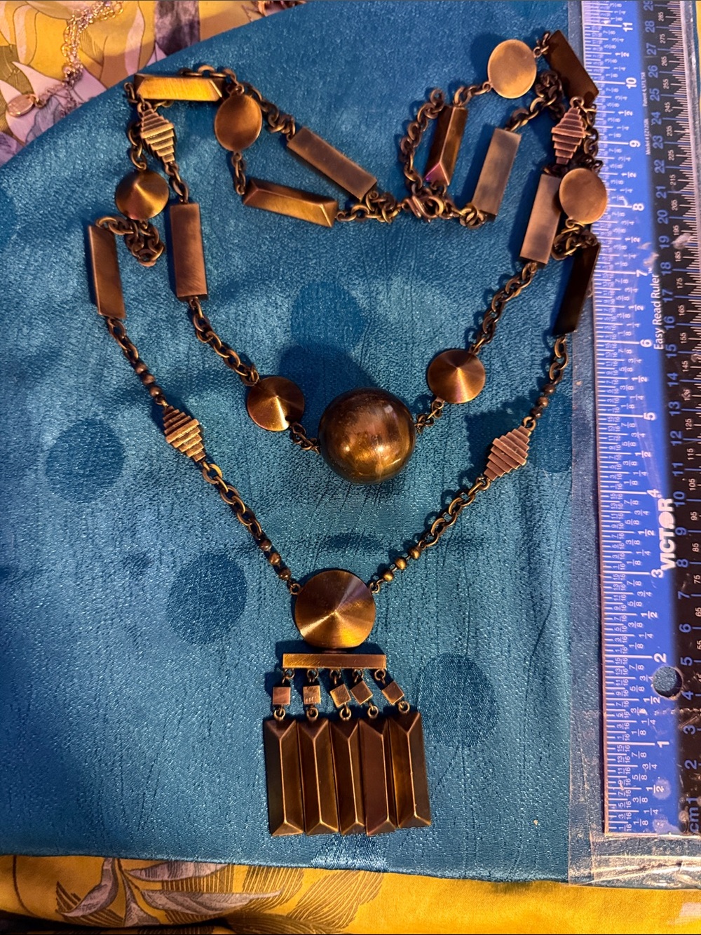 Etro Bronze-Tone Geometric Multi-Strand Pendant Necklace